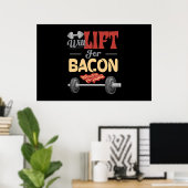 Fitness für Bacon Bodybuilder Fun Barbel Poster (Heimbüro)