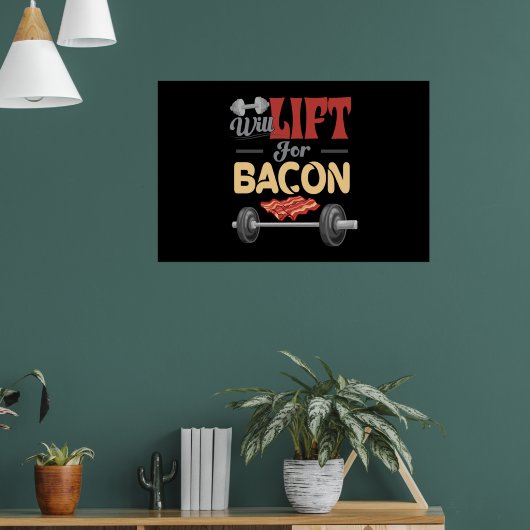 Fitness für Bacon Bodybuilder Fun Barbel Poster (Wohnzimmer 1)