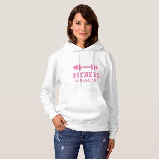 Fitness für Frauen mit weißem Sweatshirt (Vorne ganz)