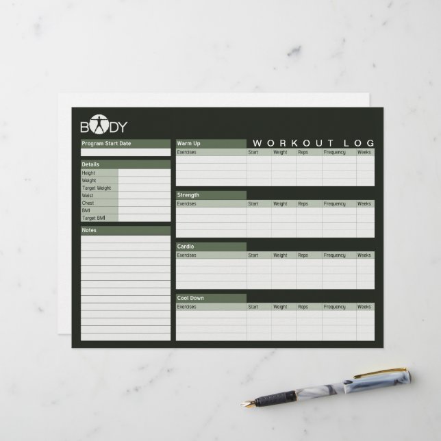 Fitness für Körperverletzungen - persönliche Worko (Vorderseite/Rückseite Beispiel)