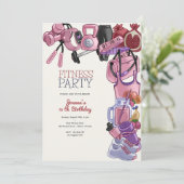 Fitness Geburtstagsfeier Einladung (Stehend Vorderseite)