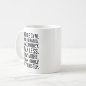 Fitness, Geld, Beten - Erfolgsmotivation Kaffeetasse (Vorderseite Links)