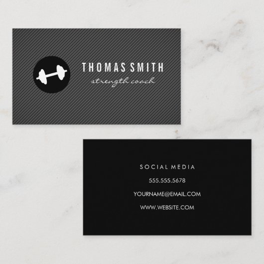 Fitness Gewicht Dunkelgrau Button Streifen Muster Visitenkarte (Vorne/Hinten)