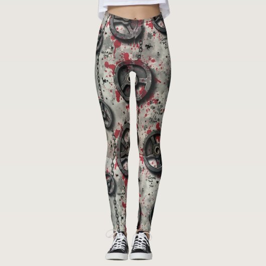 Fitness Gewicht Teller Ketten Nahtloses Muster Leggings (Vorderseite)
