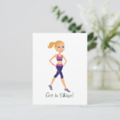 Fitness Girl Cartoon Postkarte (Stehend Vorderseite)