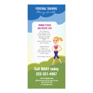 Fitness Girl Cartoon Werbekarte