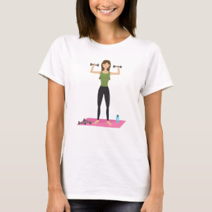 Fitness Girl Illustration Gewicht Lifting Workout T-Shirt