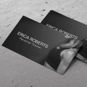 Fitness Girl Personal Trainer Black & White Visitenkarte