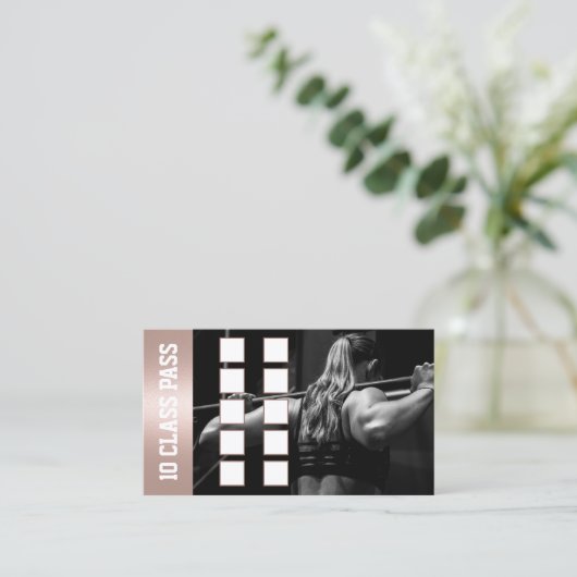 Fitness Girl Rose Gold 10 Class Cafè Treuekarte (Stehend Vorderseite)