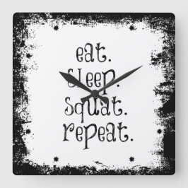 Fitness Gym Quote: EAT, Sleep, Squat Quadratische Wanduhr