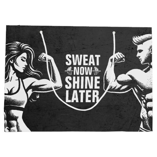 Fitness Gym Workout Bodybuilding Motivierend Große Geschenktüte (Rückseite)