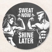 Fitness Gym Workout Bodybuilding Motivierend Runder Pappuntersetzer (Vorderseite)