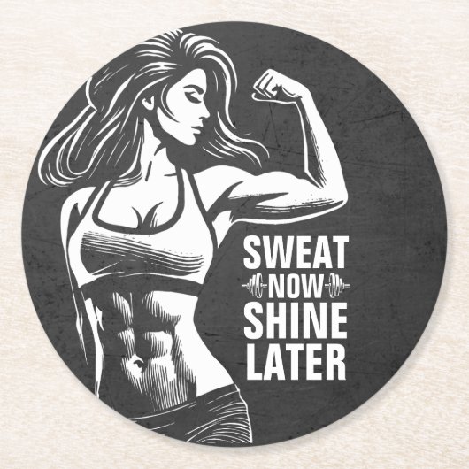 Fitness Gym Workout Bodybuilding Motivierend Runder Pappuntersetzer (Vorderseite)