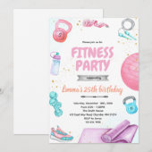 Fitness gymnastic party theme invitation einladung (Vorne/Hinten)