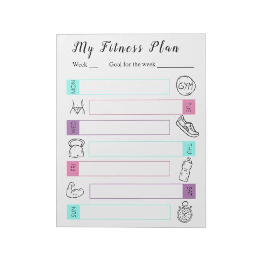 Fitness, Gymnastikplaner Motivation Notizblock (Rotiert)