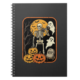 Fitness Halloween Skelett Geist Kürbis Workout D Notizblock