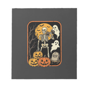 Fitness Halloween Skelett Geist Kürbis Workout D Notizblock