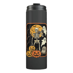 Fitness Halloween Skelett Geist Kürbis Workout D Thermosbecher