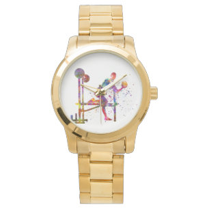 Fitness in Aquarellfarben Armbanduhr