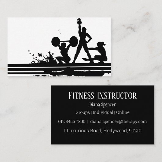 Fitness Instructor Business Card Visitenkarte (Vorne/Hinten)