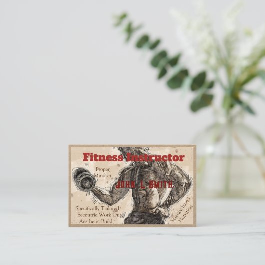 Fitness-Instruktor Premium Kraft Visitenkarte (Stehend Vorderseite)