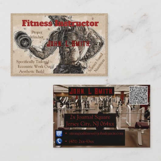 Fitness-Instruktor Premium Kraft Visitenkarte (Vorne/Hinten)