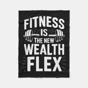 Fitness ist der Reichtum Flex, Motivationsspruch Fleecedecke