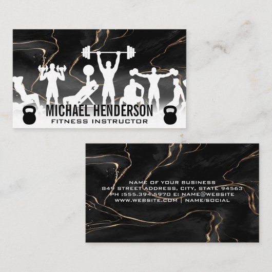 Fitness | Kettle Bells | Aquarelltinte Visitenkarte (Vorne/Hinten)