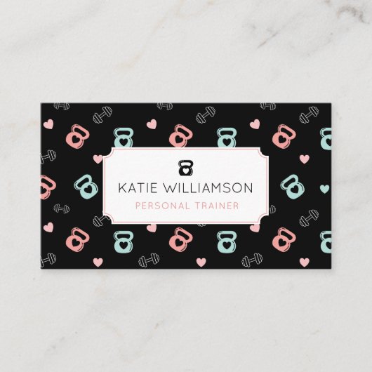 Fitness Kettlebell & Dumbell Weichteilmuster Schwa Visitenkarte (Vorderseite)