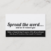 Fitness-Klassen-Empfehlungs-Geschäfts-Karte Empfehlungskarte (Rückseite)