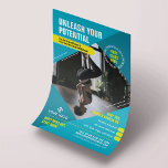 Fitness Klassen Modernes Foto Blaues Marketing Flyer<br><div class="desc">Mit diesem modernen Trainer Flyer Design fördern Sie Ihre persönlichen Trainer-Services oder Workout-Kurse. Mit einem modernen blau-gelben Design mit Platz für ein Foto, Ihr Logo, Ihre Schlagzeile oder Rubrik, Sondertext sowie ein Werbeangebot. Sie können alle Texte und Farben bearbeiten, um individuelle Fitness Marketing-Flyer für Ihr Yoga-Studio, Sportereignis, Fitnessstudio, Trainer-Services und...</div>