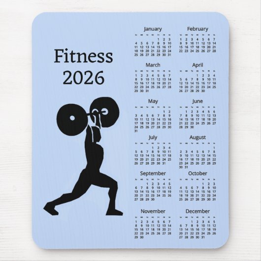 Fitness-Krafttraining-Kalender 2026 Mousepad (Vorne)