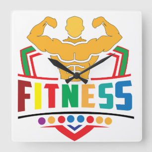 Fitness-Lebensstil – Hart trainieren, stark bleibe Quadratische Wanduhr