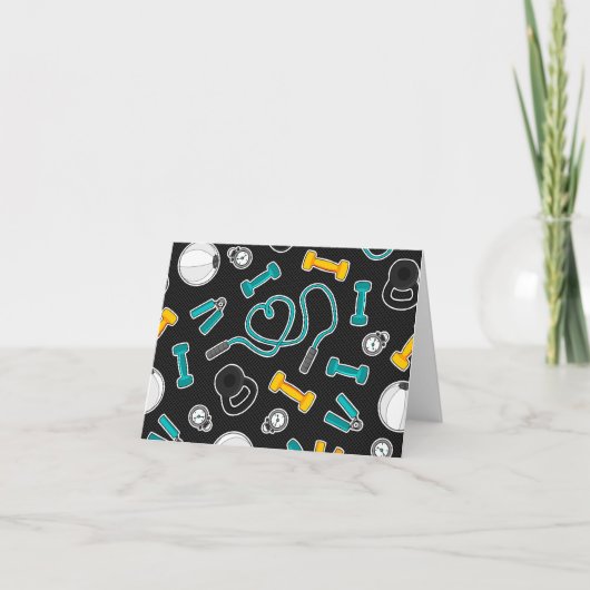 Fitness-Liebe-Muster-Aqua und Gelb Karte (Vorderseite)