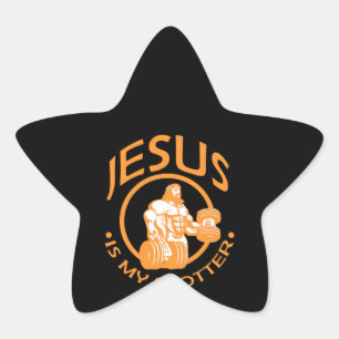 Fitness Lover Jesus ist mein Spotter Stern-Aufkleber