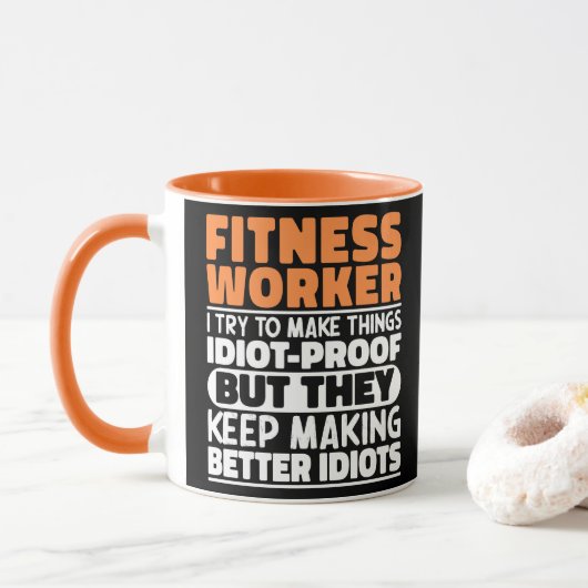 Fitness-Mitarbeiter Ich versuche, Dinge Lustige Sp Tasse (Mit Donut)