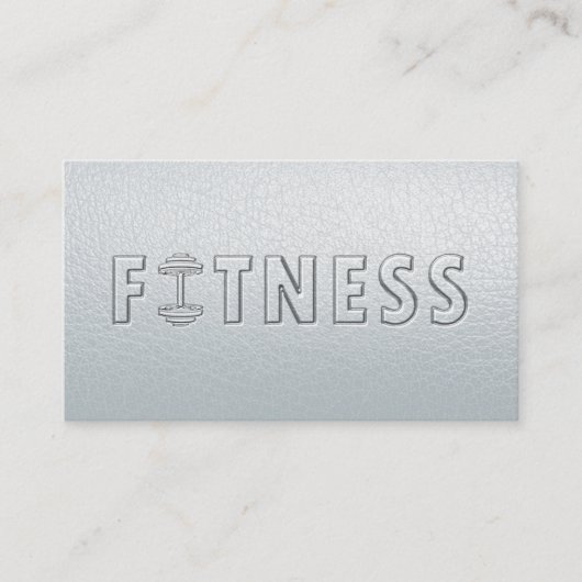 Fitness Moderner, feiner Text Dumbell Weißleder Visitenkarte (Vorderseite)