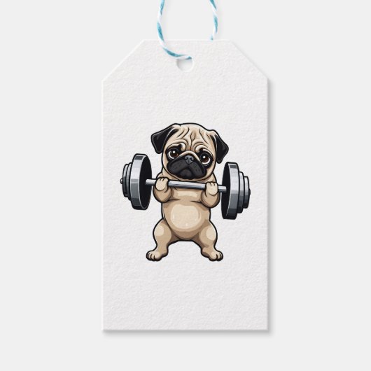 Fitness Mops Geschenkanhänger (Vorderseite)