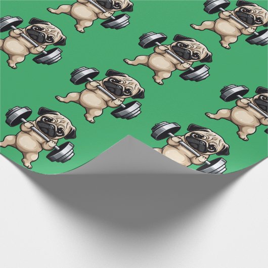 Fitness Mops Geschenkpapier (Ecke)