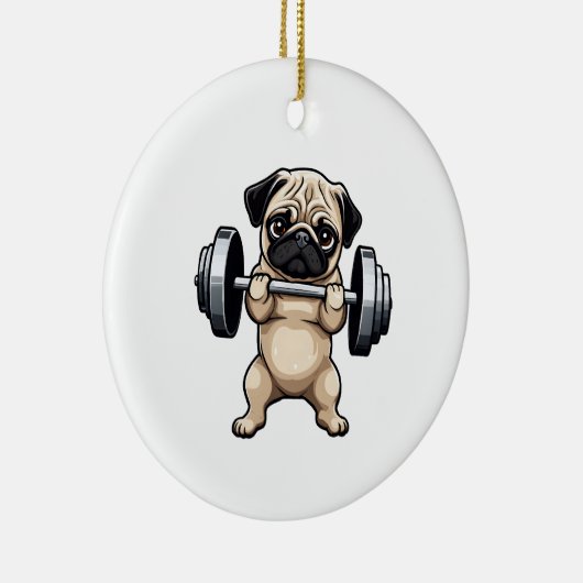 Fitness Mops Keramik Ornament (Rechts)