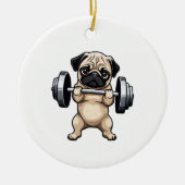 Fitness Mops Keramik Ornament (Vorne)