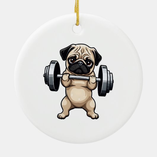Fitness Mops Keramik Ornament (Hinten)