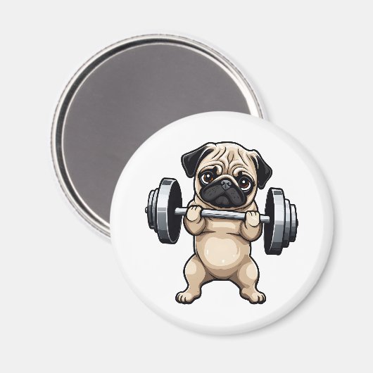 Fitness Mops Magnet (Vorderseite/Rückseite)