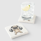 Fitness Mops Steinuntersetzer (Seitenansicht)