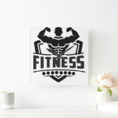 Fitness Motivation Graphic | Strong & Active Life Quadratische Wanduhr (Zuhause)