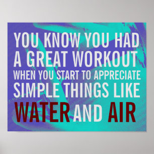 Fitness Motivation Text blau Hintergrund Poster