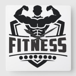 Fitness-Motivations-Grafik | Starkes & aktives Leb Quadratische Wanduhr