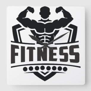 Fitness-Motivations-Grafik Starkes & aktives Leb Quadratische Wanduhr