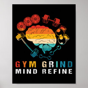 Fitness-Mühle Verfeinerter Geist Retro-Bodybuildin Poster