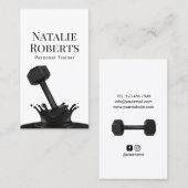 Fitness Personal Trainer Creative Dumbell Splash Visitenkarte (Vorne/Hinten)